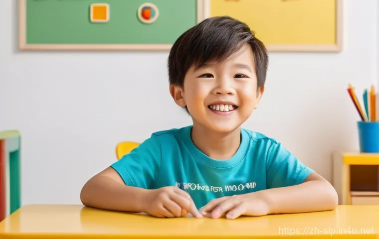 음성학적 치료 - **Prompt: Joyful Child Speech Therapy Session**
    A heartwarming and vibrant scene inside a bright...
