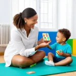 언어치료학 전공과목 - Play-based Language Therapy for a Child**
    A brightly lit, colorful therapy room designed for chi...