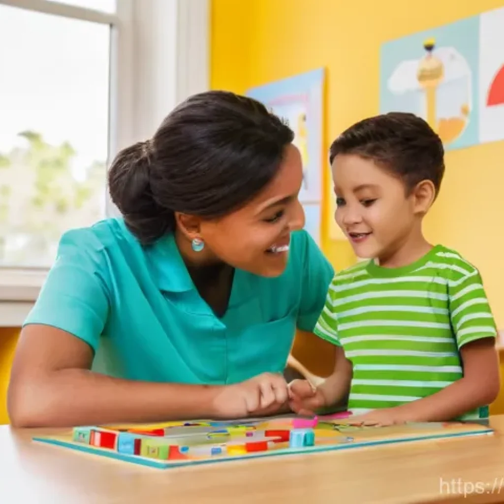언어치료학 개론 - **Prompt Title: Engaging Language Development in Children**
A brightly lit, spacious therapy roo...